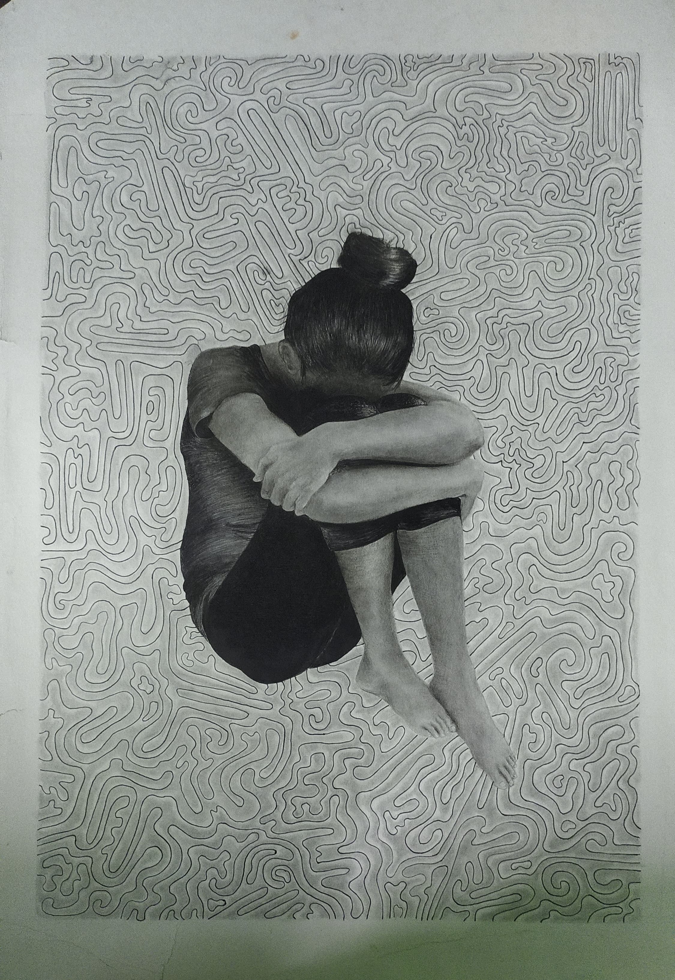 melancholy - graphite, ink